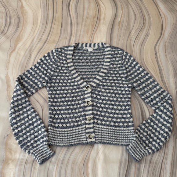 Veronica Beard Artura Cardigan Button Front Striped Blue White Size Small - $398 - Picture 16 of 16